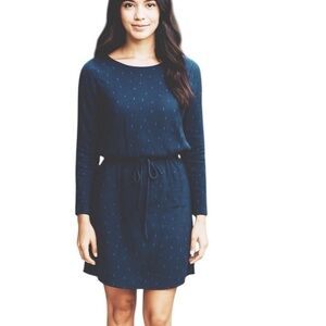 Scotch & Soda Blue Polka Dot Drop Waist Long Sleeve Dress size small NWT